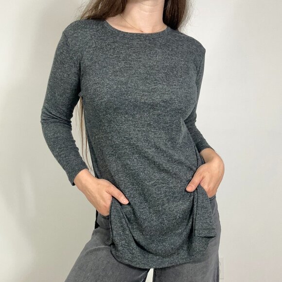 *Old Navy Tunic Grey Ribbed Long Sleeve - Picture 3 of 6